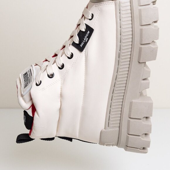 Palladium Revolt Boot Overcush Chunky Platform Combat Quilted Almond Milk Cream - Picture 9 of 13